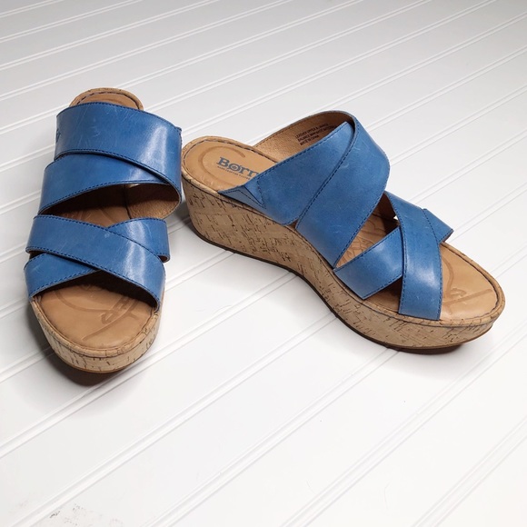 born boulder leather cork wedge